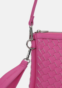 The Woven Crossbody in Hot Pink