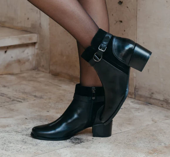 The Belted Ankle Bootie in Black