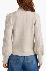 Load image into Gallery viewer, The Cable Mock Neck in Oat Heather
