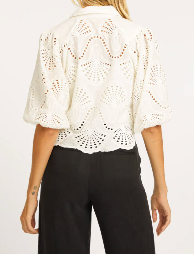 The 3/4 Sleeve Lace Top in Ivory