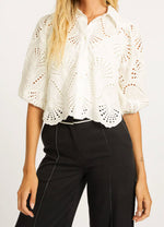 Load image into Gallery viewer, The 3/4 Sleeve Lace Top in Ivory
