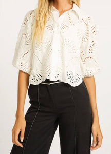 The 3/4 Sleeve Lace Top in Ivory