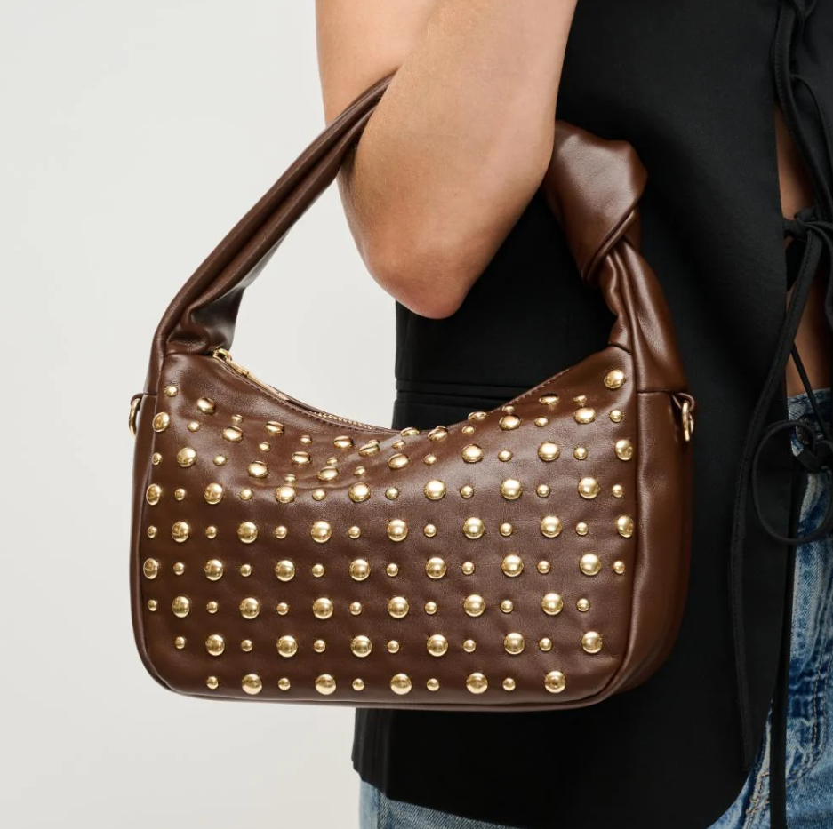 The Gold Stud Crossbody in Espresso