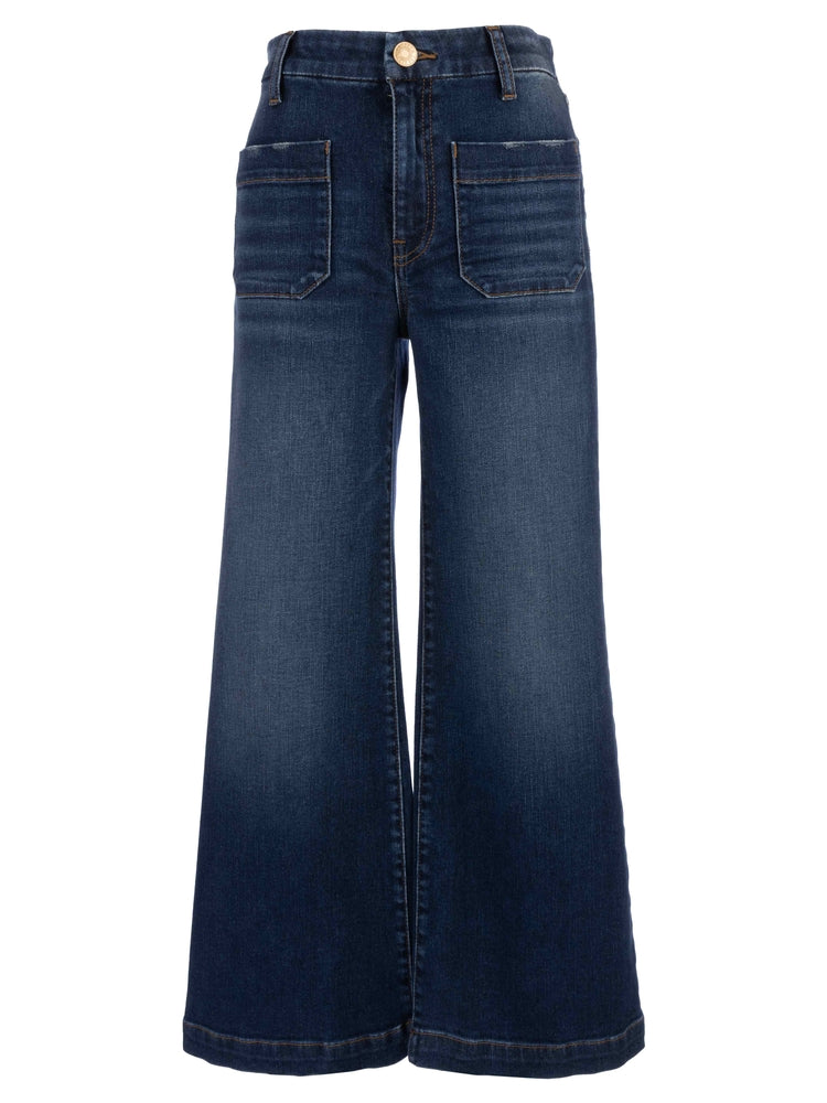 The Patch Pocket Wide Leg in Dk Denim