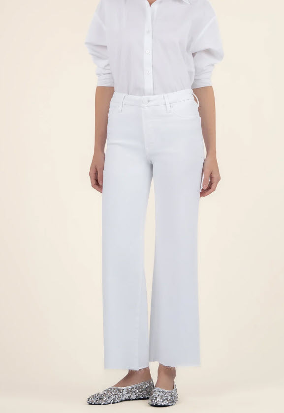 The Crop Wide Leg in White