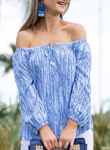 The Off The Shoulder Blouse in Blue Wave