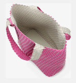 Load image into Gallery viewer, The Reversible Woven Tote in Hot Pink &amp; Sand
