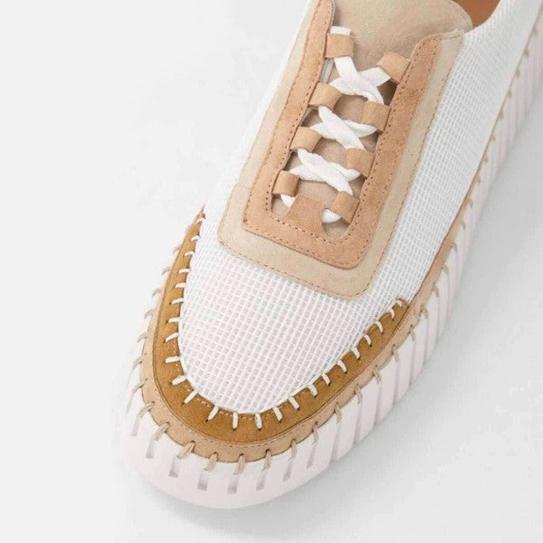 The Fabric Lace Sneaker in White Latte