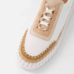 Load image into Gallery viewer, The Fabric Lace Sneaker in White Latte

