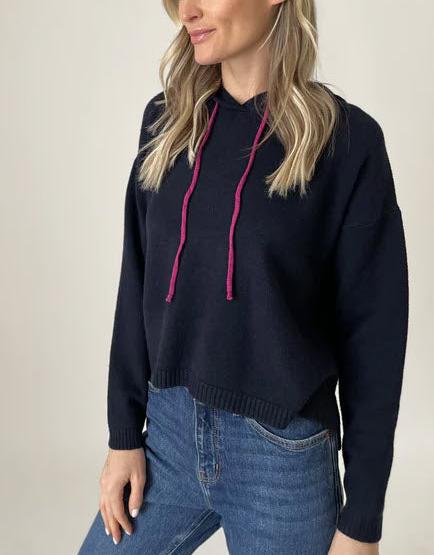 The Smiley Face Hoody in Navy Pink