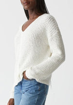 Load image into Gallery viewer, The Waffle V-Neck Sweater in Chalk
