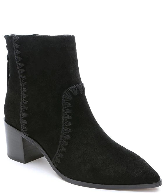 The Western Whipstitch Bootie With Back Zip in Black