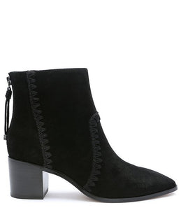 The Western Whipstitch Bootie With Back Zip in Black