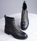 Load image into Gallery viewer, The Chain Lace Combat Boot in Black
