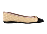 Load image into Gallery viewer, The Quilted Cap Toe Ballet in Beige Black
