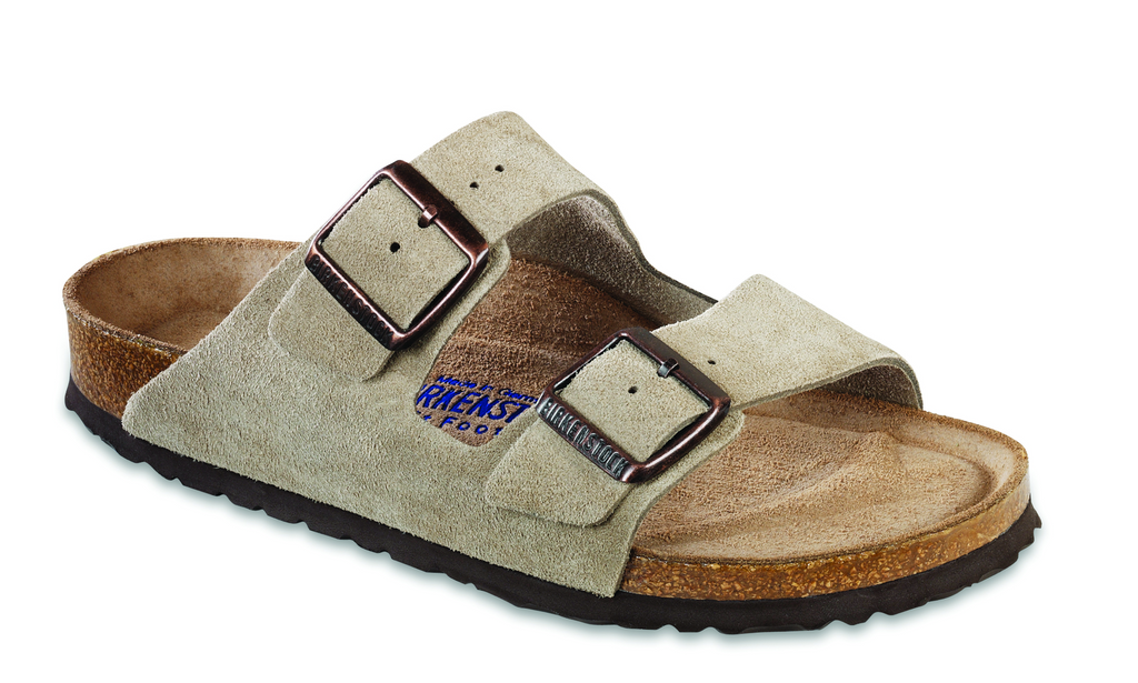 soft suede birkenstock arizona adjustable taupe sandal SIGNATURE DOUBLE STRAP SANDAL WITH BUCKLES