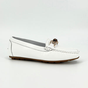 The Moccasin with Bamboo Bit in White