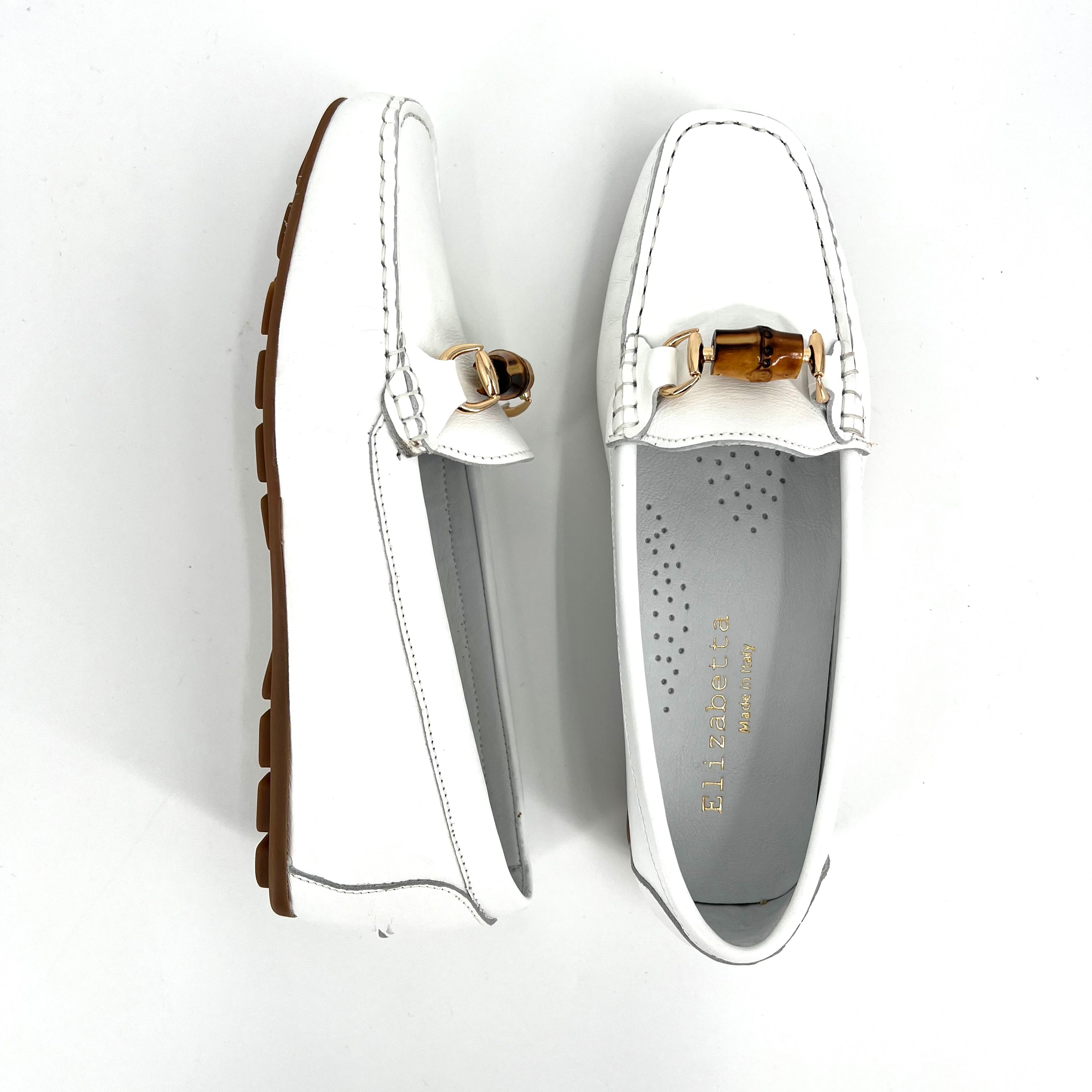 The Moccasin with Bamboo Bit in White