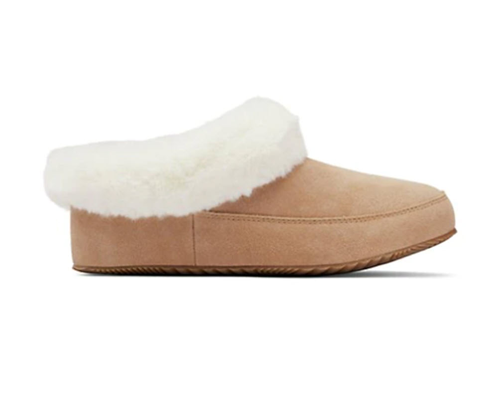 The Faux Fur Trim Slippers in Natural