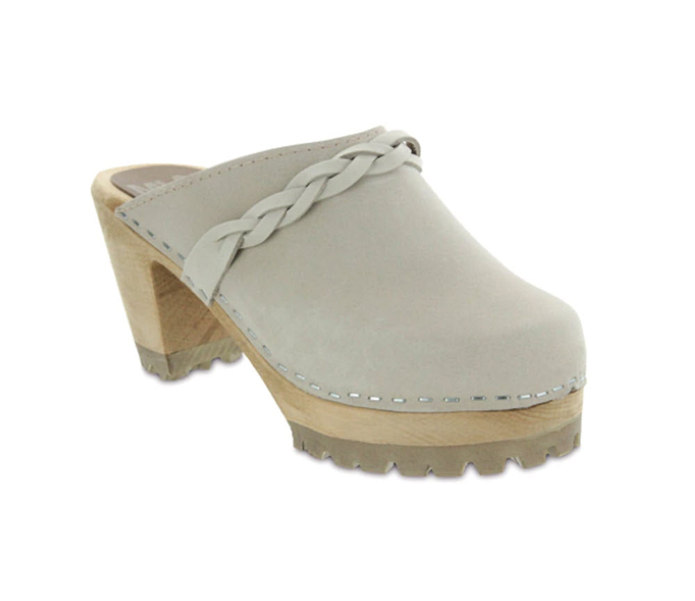 The Clog with Braid Detail in Taupe