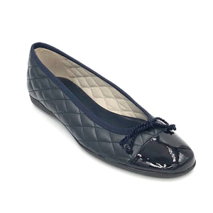 The Quilted Cap Toe Ballet in Navy