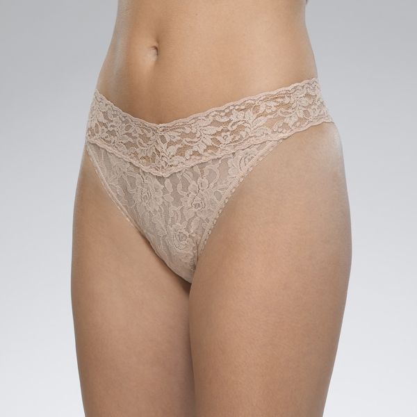 Hanky Panky 4811P - Original Rise Thong in Chai by Hanky Panky. Original Rise fits higher on the hips. Has a signature V-front and V-back waistband, and leaves no visible panty line. One-size fits most (hips measuring 36"- 45"). Made in the USA.
