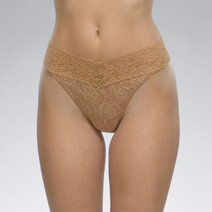 Hanky Panky 4811P - Original Rise Thong in Suntan by Hanky Panky. Original Rise fits higher on the hips. Has a signature V-front and V-back waistband, and leaves no visible panty line. One-size fits most (hips measuring 36"- 45"). Made in the USA.