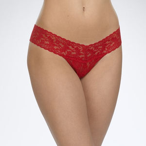 Hanky Panky 4911P - Low Rise Thong in Red by Hanky Panky. Low Rise fits lower on the hips. Has a signature V-front and V-back waistband, and leaves no visible panty line. One-size fits most (Hips measuring 35"-42"). Made in the USA.
