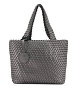 Load image into Gallery viewer, The Reversible Woven Tote in Black &amp; Gunmetal
