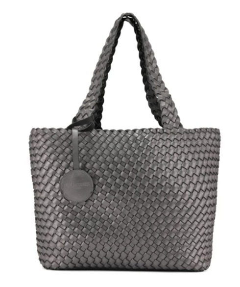 The Reversible Woven Tote in Black & Gunmetal – Shoes 'N' More