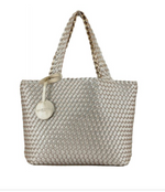 Load image into Gallery viewer, The Reversible Woven Tote in Gold &amp; Silver
