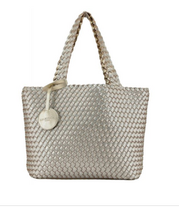 The Reversible Woven Tote in Gold & Silver