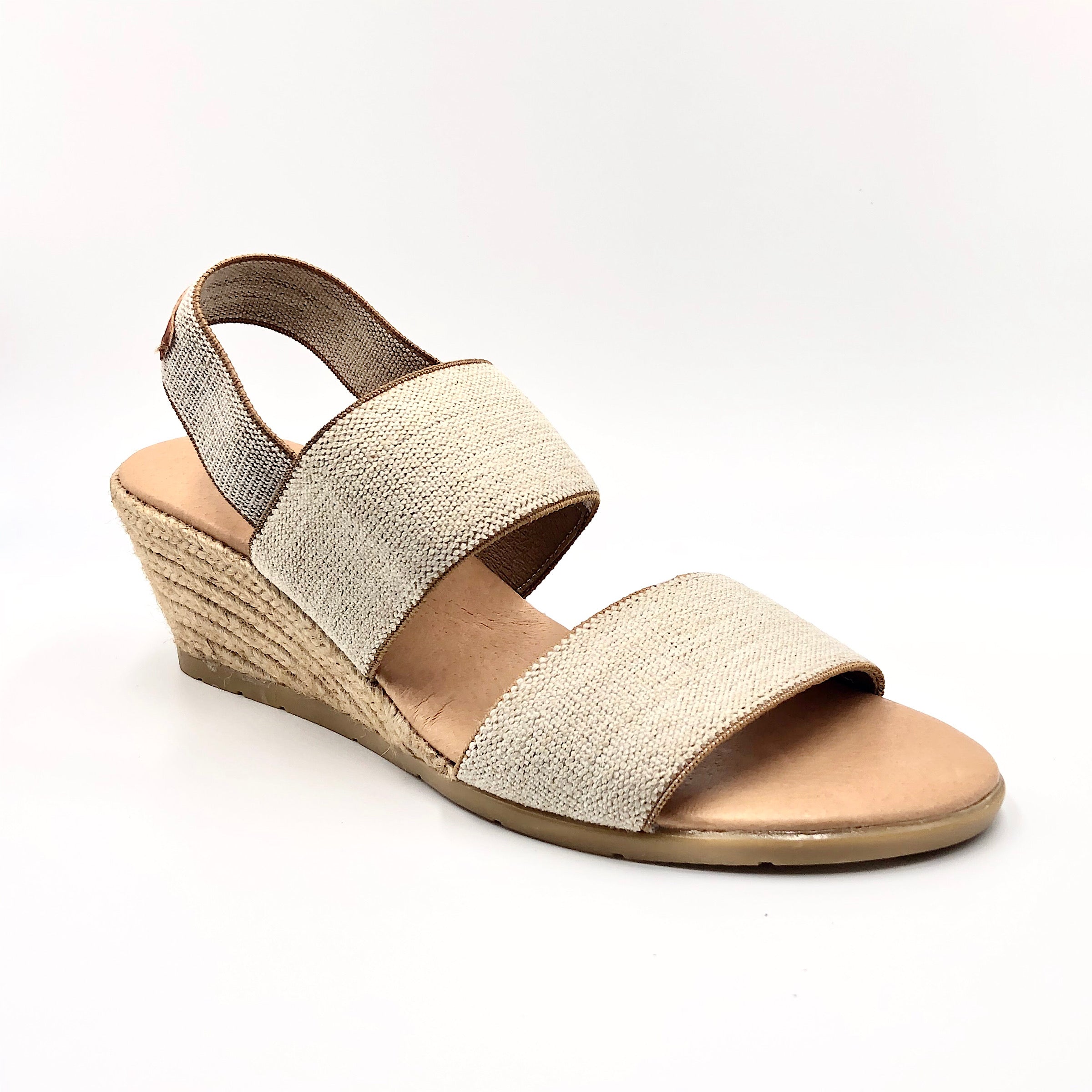 Betty - The Elastic 2 Band Espadrille in Natural Linen