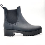 Load image into Gallery viewer, The Lug Bottom Double Gore Rain Bootie in Matte Black
