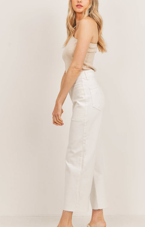 The Wide Leg Crop in Off White