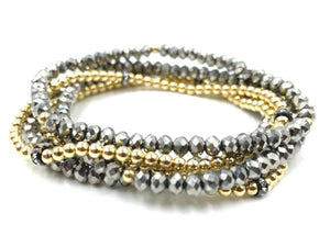 The Five Bead Stretch in Grey Metallic Gold Fill