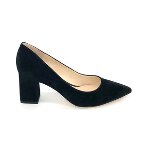 The Block Heel Pointed Pump in Black