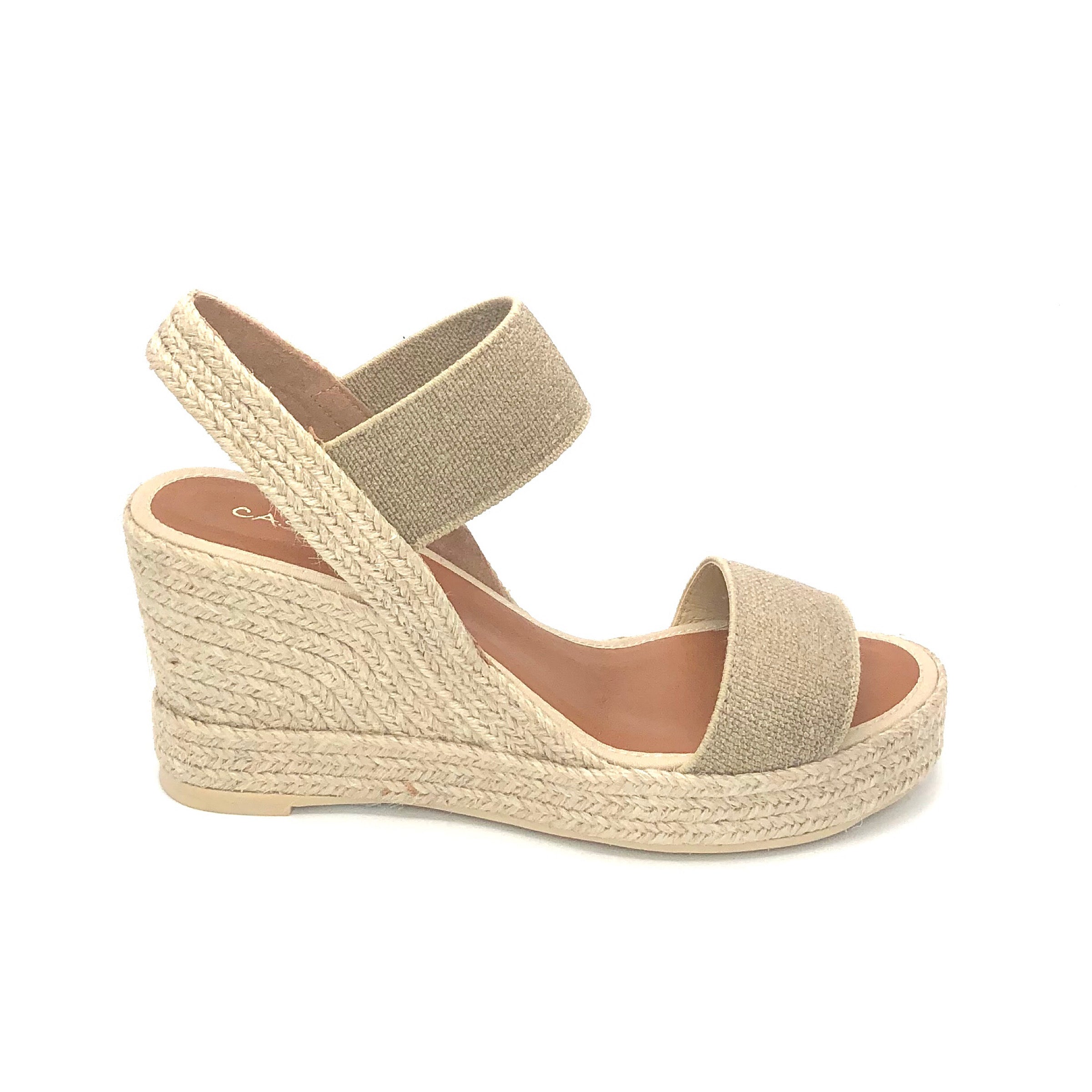 The Elastic 2 Band Espadrille in Natural Linen