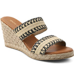Load image into Gallery viewer, The Raffia 2 Band Espadrille in Beige Black
