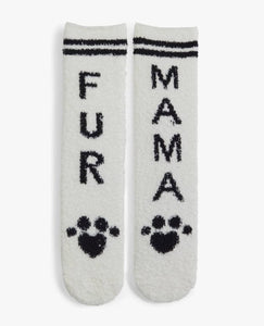 The Plush Fur Mama Socks in Ivory Black