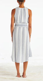 Load image into Gallery viewer, The Wrap Front Dress in Blue Stripe
