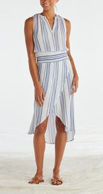 Load image into Gallery viewer, The Wrap Front Dress in Blue Stripe
