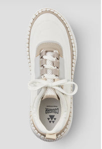 The Waterproof Nylon Lace Sneaker in White Taupe
