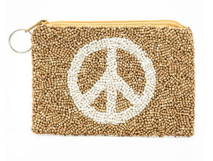 The Beaded Peace Pouch in Gold