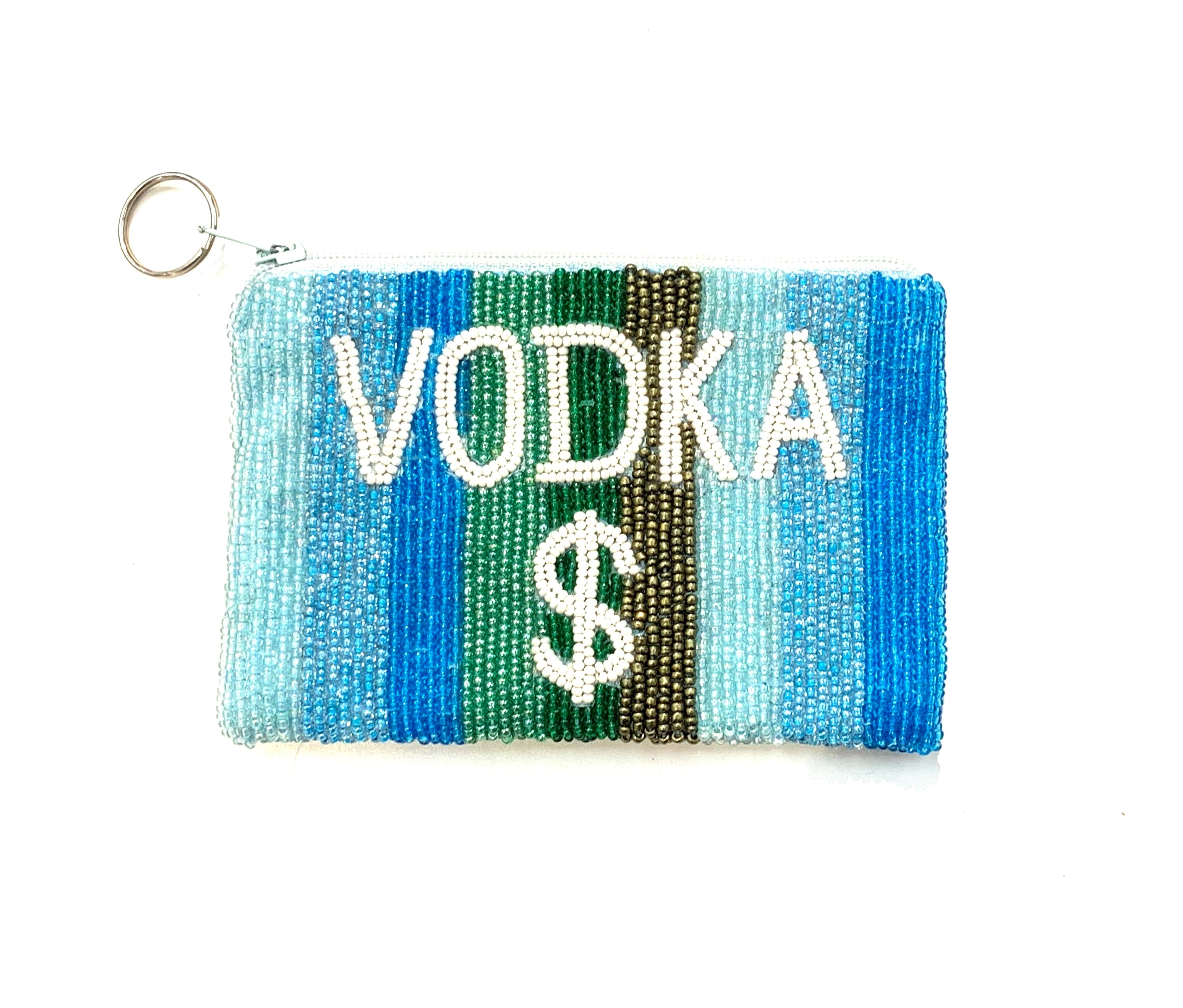The Beaded Vodka Money Pouch in Blue Ombre