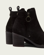 Load image into Gallery viewer, The Stack Heel Bootie With Ring Zip in Black
