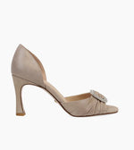 Load image into Gallery viewer, The Crystal Buckle D&#39;Orsay Pump in Taupe Shimmer
