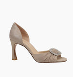 Load image into Gallery viewer, The Crystal Buckle D&#39;Orsay Pump in Taupe Shimmer
