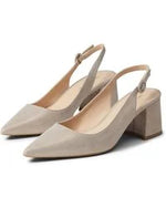 Load image into Gallery viewer, The Block Heel Sling Back Pump in Dark Taupe Shimmer
