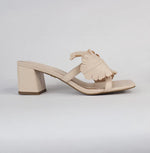 Load image into Gallery viewer, The Mid Heel Flower Slide in Nude
